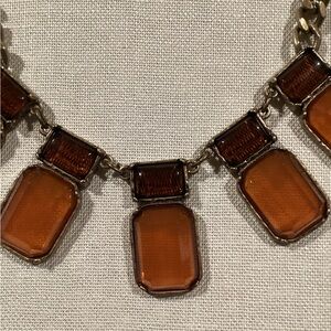 Chico's Faceted Rectangular Gold Acrylic Necklace